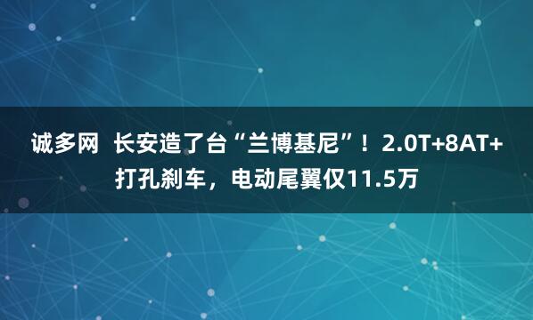 诚多网  长安造了台“兰博基尼”！2.0T+8AT+打孔刹车，电动尾翼仅11.5万