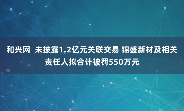 和兴网  未披露1.2亿元关联交易 锦盛新材及相关责任人拟合计被罚550万元